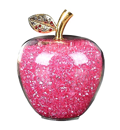 エム・プロ(M Pro) 幸せ を 招く ７色 りんご 風水 グッズ 開運 インテリア 雑貨 林檎 オブジェ 幸福 リンゴ 置物 ゴールド クリスタル 金運 (ピンク)